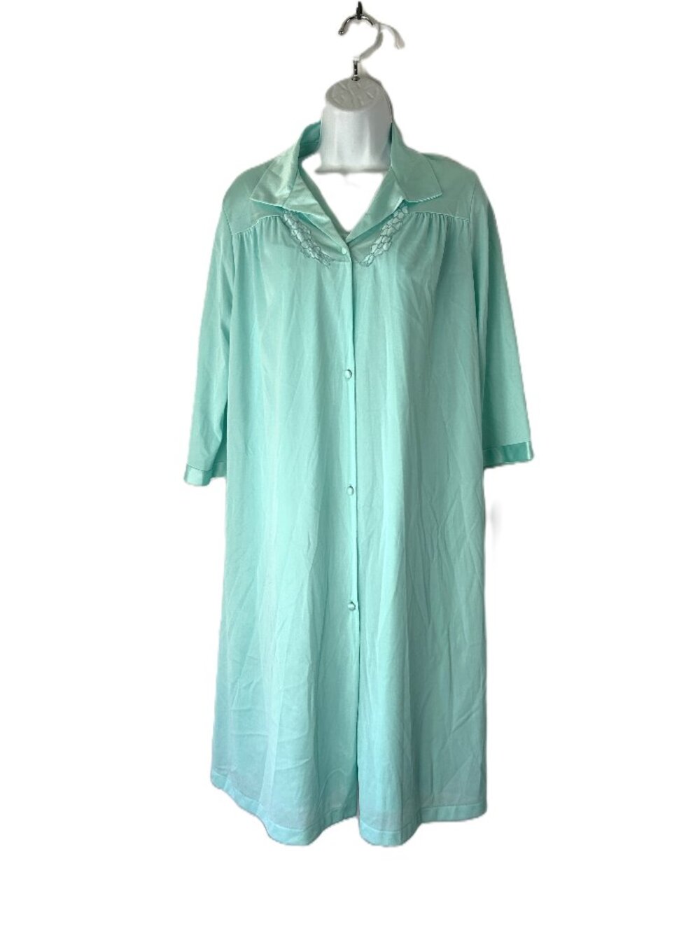 Vintage 1960s Vanity Fair Peignoir Set Aqua Blue Nightgown Robe Set S Floral